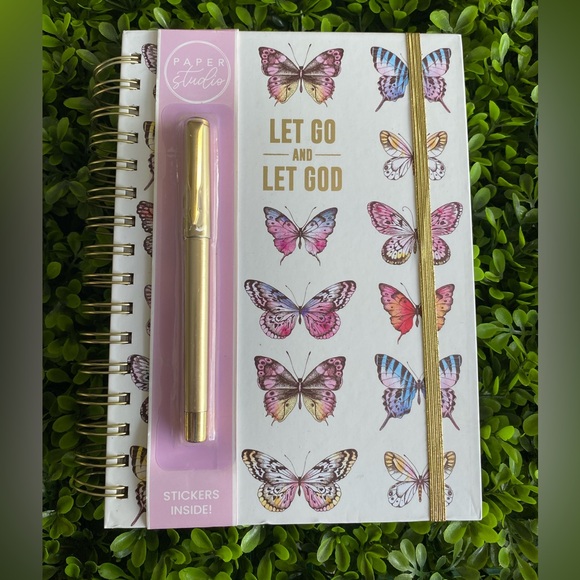 Other - Inspirational Butterfly Spiral Notebook with Gold Pen